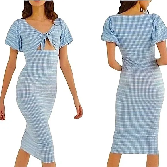 Urban Outfitters Picnic in the Park crinkle tie-front midi dress - Picture 2 of 6